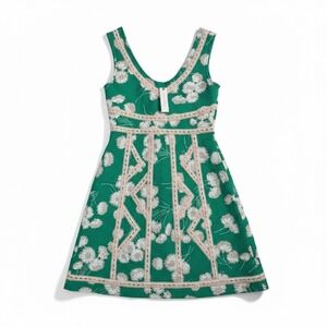 Maeve x Anthropologie Floral Dandelion Emma Green Lace Trim Fit & Flare NWT 4